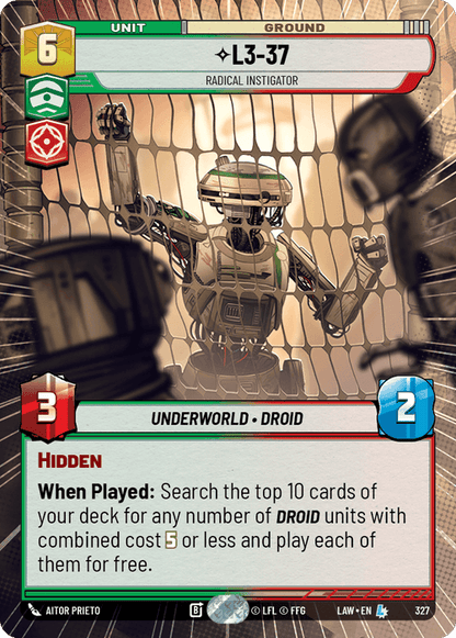 L3-37 - Radical Instigator (LAW) Legendary Fantasy Flight Games Hyperspace Non-Foil
