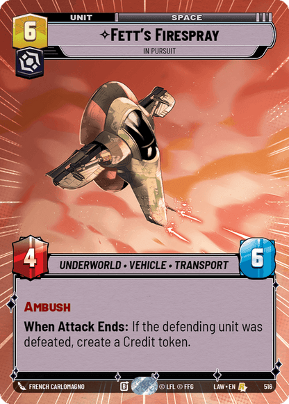 Fett's Firespray - In Pursuit (LAW) Rare Fantasy Flight Games Hyperspace Non-Foil