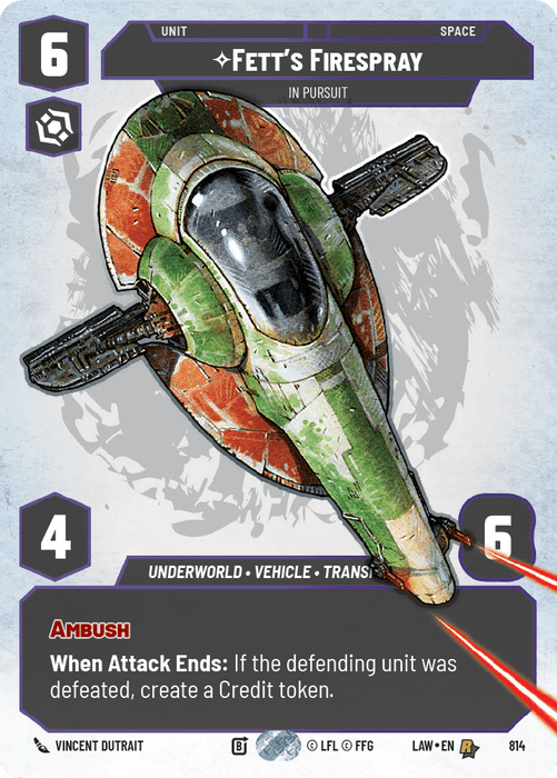 Fett's Firespray - In Pursuit (LAW) Rare Fantasy Flight Games Prestige Non-Foil