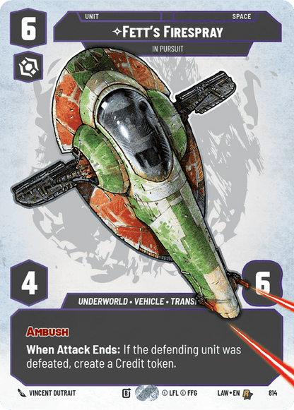 Fett's Firespray - In Pursuit (LAW) Rare Fantasy Flight Games Prestige Non-Foil