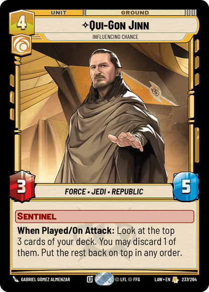 Qui-Gon Jinn - Influencing Chance (LAW) Rare Fantasy Flight Games Standard Non-Foil