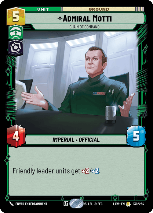 Admiral Motti - Chain of Command (LAW) Rare Fantasy Flight Games Standard Non-Foil