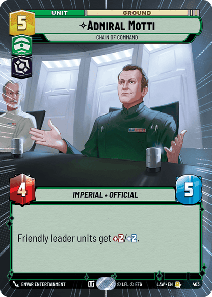Admiral Motti - Chain of Command (LAW) Rare Fantasy Flight Games Hyperspace Non-Foil