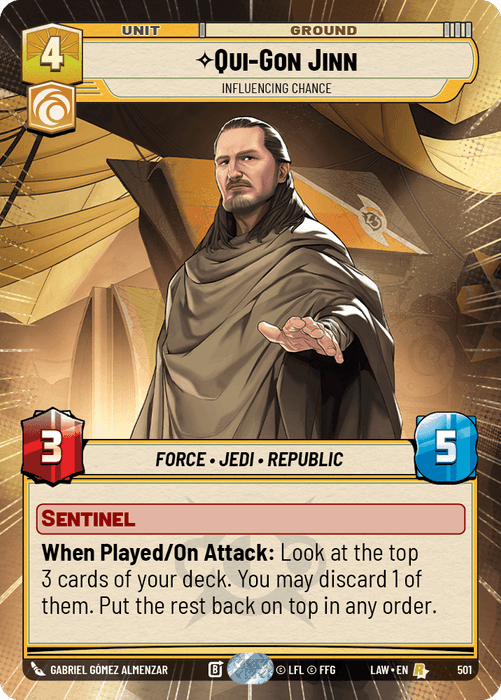 Qui-Gon Jinn - Influencing Chance (LAW) Rare Fantasy Flight Games Hyperspace Non-Foil