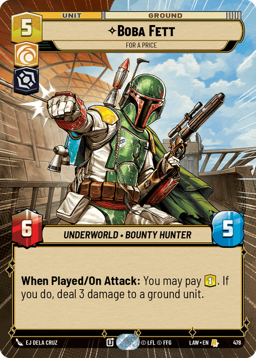 Boba Fett - For a Price (LAW) Rare Fantasy Flight Games Hyperspace Non-Foil