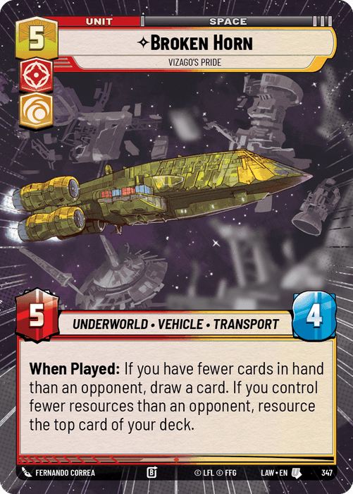 Broken Horn - Vizago's Pride (LAW) Uncommon Fantasy Flight Games Hyperspace Non-Foil