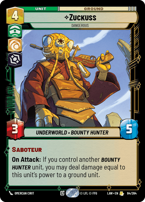 Zuckuss - Dangerous (LAW) Rare Fantasy Flight Games Standard Non-Foil