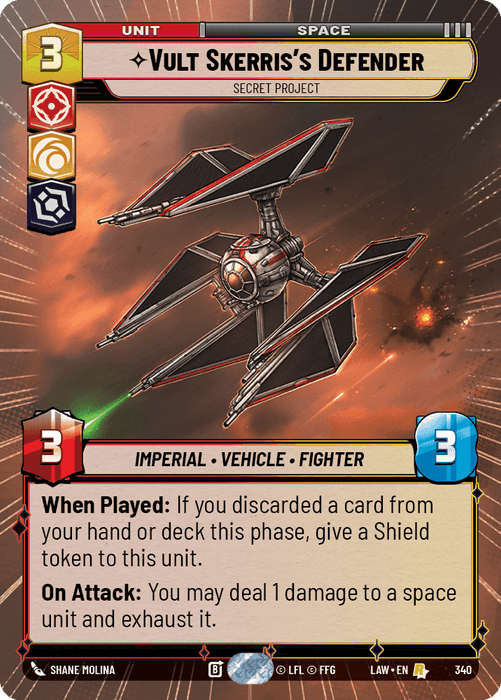 Vult Skerris's Defender - Secret Project (LAW) Rare Fantasy Flight Games Hyperspace Non-Foil