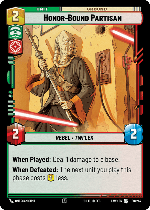 Honor-Bound Partisan (LAW) Uncommon Fantasy Flight Games Standard Non-Foil