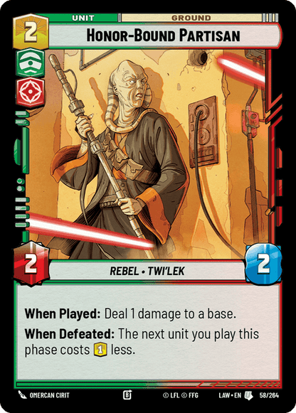 Honor-Bound Partisan (LAW) Uncommon Fantasy Flight Games Standard Non-Foil