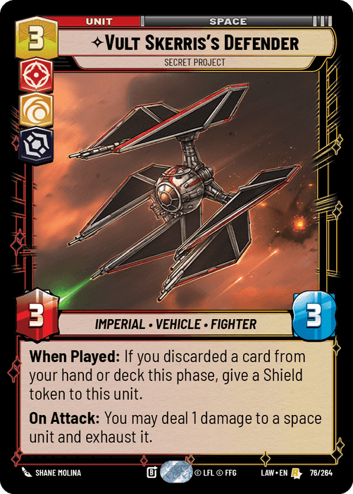 Vult Skerris's Defender - Secret Project (LAW) Rare Fantasy Flight Games Standard Non-Foil