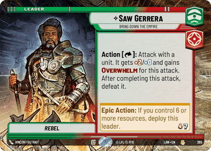Saw Gerrera - Bring Down the Empire (LAW) Rare Fantasy Flight Games Hyperspace Non-Foil