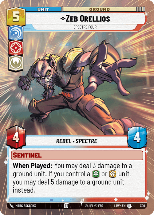 Zeb Orellios - Spectre Four (LAW) Uncommon Fantasy Flight Games Hyperspace Non-Foil