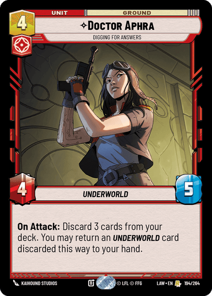 Doctor Aphra - Digging For Answers (LAW) Rare Fantasy Flight Games Standard Non-Foil