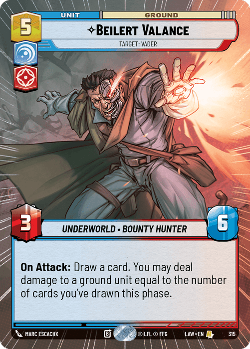 Beilert Valance - Target: Vader (LAW) Rare Fantasy Flight Games Hyperspace Non-Foil