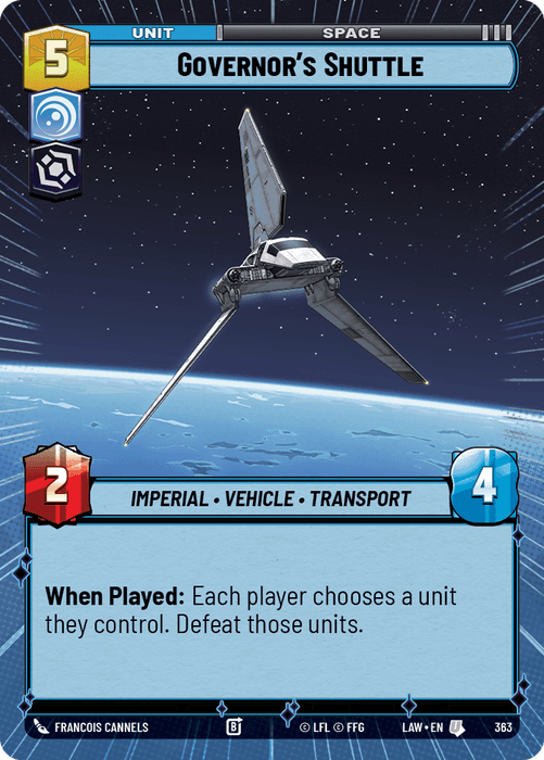 Governor's Shuttle (LAW) Uncommon Fantasy Flight Games Hyperspace Non-Foil