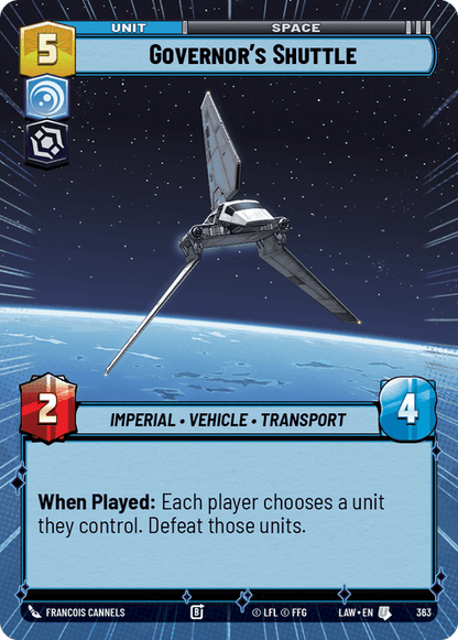 Governor's Shuttle (LAW) Uncommon Fantasy Flight Games Hyperspace Non-Foil