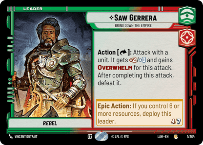 Saw Gerrera - Bring Down the Empire (LAW) Rare Fantasy Flight Games Standard Non-Foil