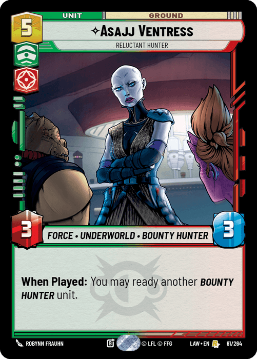 Asajj Ventress - Reluctant Hunter (LAW) Rare Fantasy Flight Games Standard Non-Foil