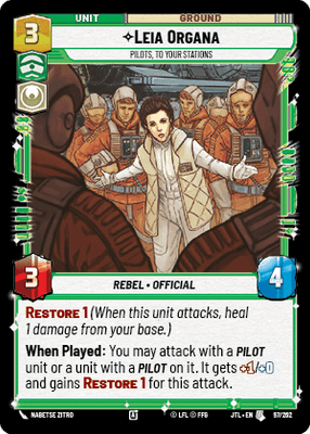 Leia Organa - Pilots, To Your Stations (JTL) Uncommon Fantasy Flight Games Standard Non-Foil