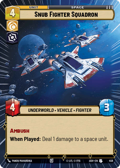 Snub Fighter Squadron (ASH) Uncommon Star Wars Unlimited Fantasy Flight Games Hyperspace Non-Foil