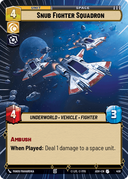 Snub Fighter Squadron (ASH) Uncommon Star Wars Unlimited Fantasy Flight Games Hyperspace Non-Foil