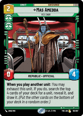 Mas Amedda - Vice Chair (TWI) Rare Star Wars Unlimited Fantasy Flight Games Standard Non-Foil 