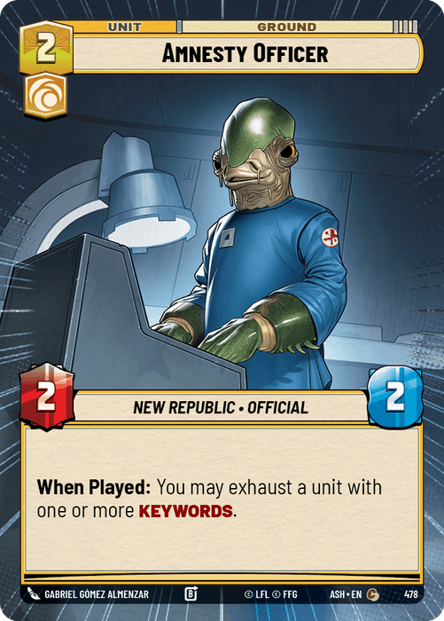 Amnesty Officer (ASH) Common Star Wars Unlimited Fantasy Flight Games Hyperspace Non-Foil