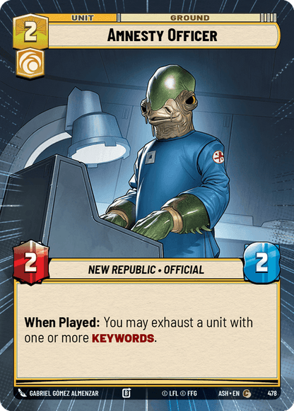 Amnesty Officer (ASH) Common Star Wars Unlimited Fantasy Flight Games Hyperspace Non-Foil