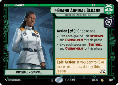 Grand Admiral Sloane - Holding the Empire Together (ASH) Rare Star Wars Unlimited Fantasy Flight Games Standard Non-Foil