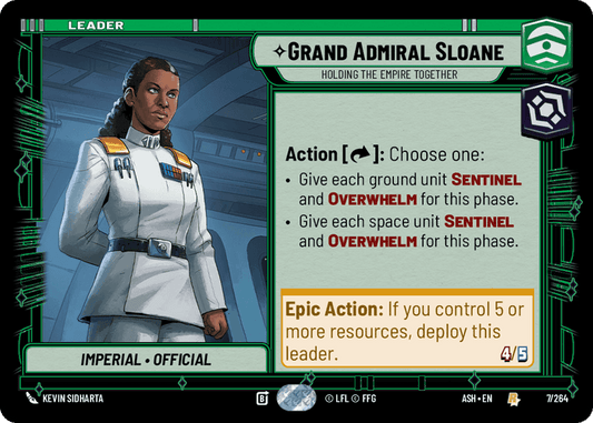 Grand Admiral Sloane - Holding the Empire Together (ASH) Rare Star Wars Unlimited Fantasy Flight Games Standard Non-Foil