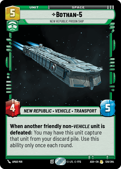 Bothan-5 - New Republic Prison Ship (ASH) Rare Star Wars Unlimited Fantasy Flight Games Standard Non-Foil