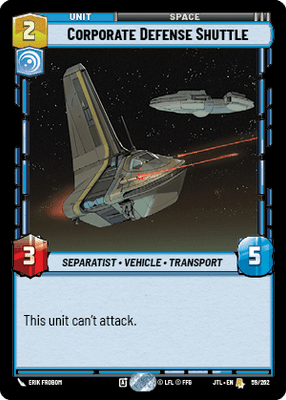 Corporate Defense Shuttle (JTL) Rare Fantasy Flight Games Standard Non-Foil