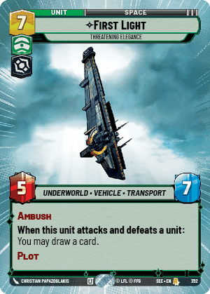 First Light - Threatening Elegance (SEC) Rare Fantasy Flight Games Hyperspace Non-Foil
