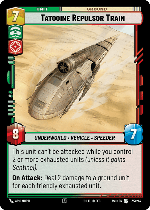 Tatooine Repulsor Train (ASH) Uncommon Star Wars Unlimited Fantasy Flight Games Standard Non-Foil