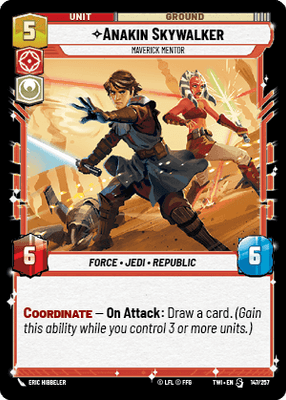 Anakin Skywalker - Maverick Mentor (TWI) Starter Star Wars Unlimited Fantasy Flight Games Standard Non-Foil 