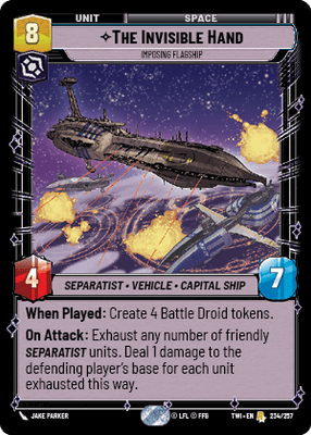 The Invisible Hand - Imposing Flagship (TWI) Rare Star Wars Unlimited Fantasy Flight Games Standard Non-Foil 