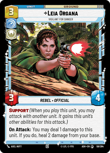 Leia Organa - Vigilant for Danger (ASH) Starter Star Wars Unlimited Fantasy Flight Games Standard Non-Foil