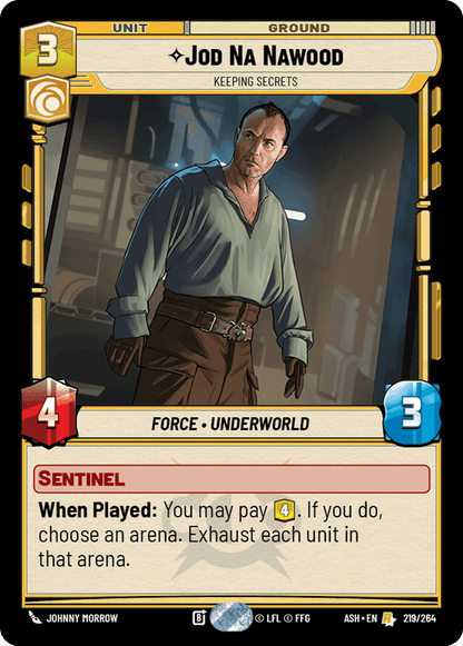 Jod Na Nawood - Keeping Secrets (ASH) Rare Star Wars Unlimited Fantasy Flight Games Standard Non-Foil