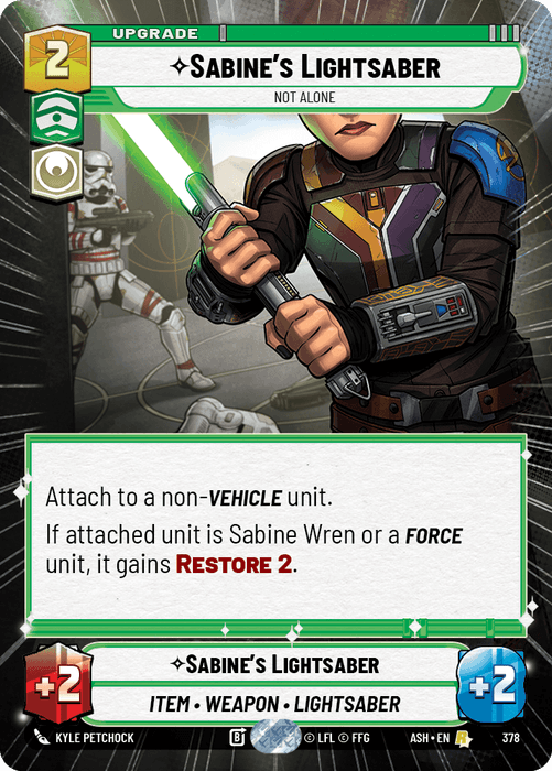 Sabine's Lightsaber - Not Alone (ASH) Rare Star Wars Unlimited Fantasy Flight Games Hyperspace Non-Foil