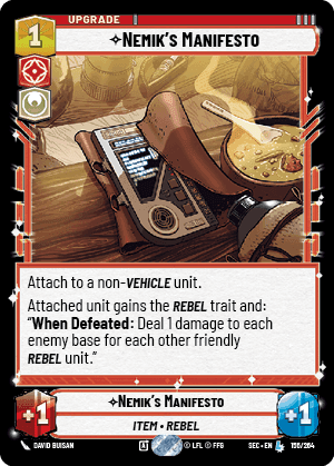 Nemik's Manifesto (SEC) Legendary Fantasy Flight Games Standard Non-Foil