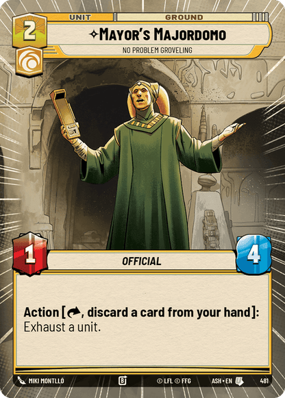 Mayor's Majordomo - No Problem Groveling (ASH) Uncommon Star Wars Unlimited Fantasy Flight Games Hyperspace Non-Foil