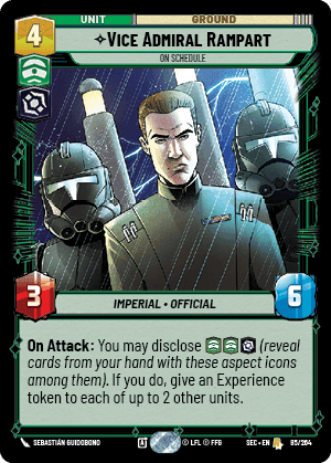 Vice Admiral Rampart - On Schedule (SEC) Rare Fantasy Flight Games Standard Non-Foil