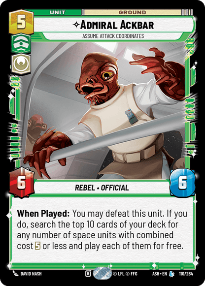 Admiral Ackbar - Assume Attack Coordinates (ASH) Legendary Star Wars Unlimited Fantasy Flight Games Standard Non-Foil