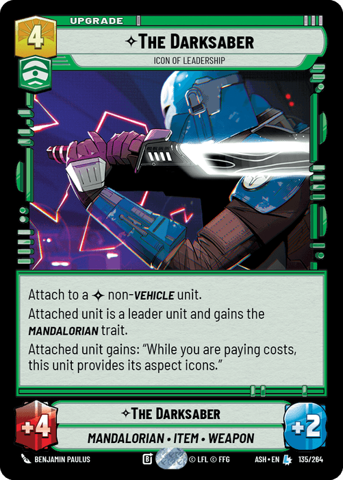 The Darksaber - Icon of Leadership (ASH) Legendary Star Wars Unlimited Fantasy Flight Games Standard Non-Foil