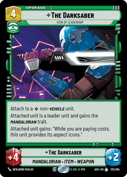 The Darksaber - Icon of Leadership (ASH) Legendary Star Wars Unlimited Fantasy Flight Games Standard Non-Foil