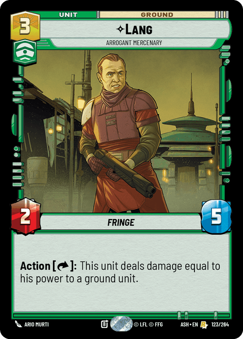 Lang - Arrogant Mercenary (ASH) Rare Star Wars Unlimited Fantasy Flight Games Standard Non-Foil