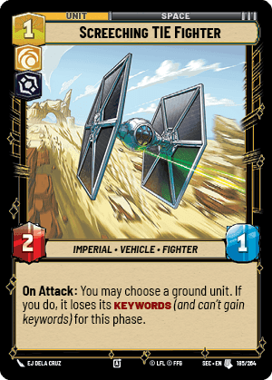 Screeching TIE Fighter (SEC) Uncommon Fantasy Flight Games Standard Non-Foil