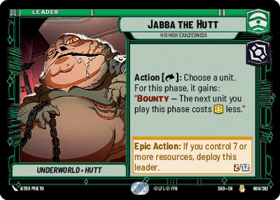 Jabba the Hutt - His High Exaltedness (SHD) Rare Star Wars Unlimited Fantasy Flight Games Standard Non-Foil 