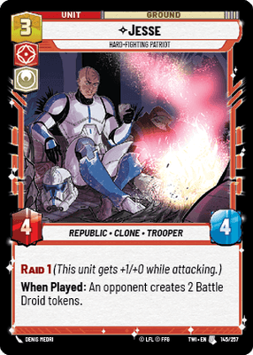 Jesse - Hard-Fighting Patriot (TWI) Uncommon Star Wars Unlimited Fantasy Flight Games Standard Non-Foil 